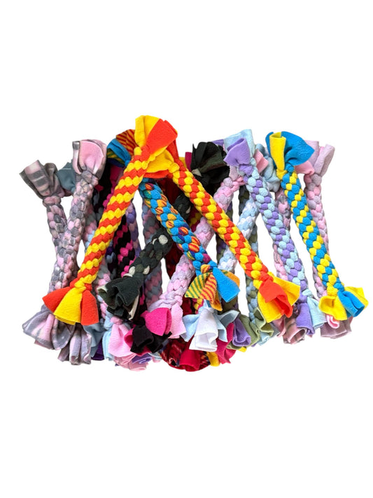 Lucky Dip Small Braided Fleece Dog Tug Toy: Small Breed Puppy Play