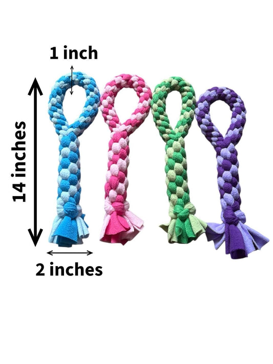Handmade Fleece Dog Tug Toy: Durable Braided Handle