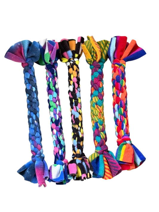 Braided Fleece Dog Tug Toy: Small Breed Puppy Play