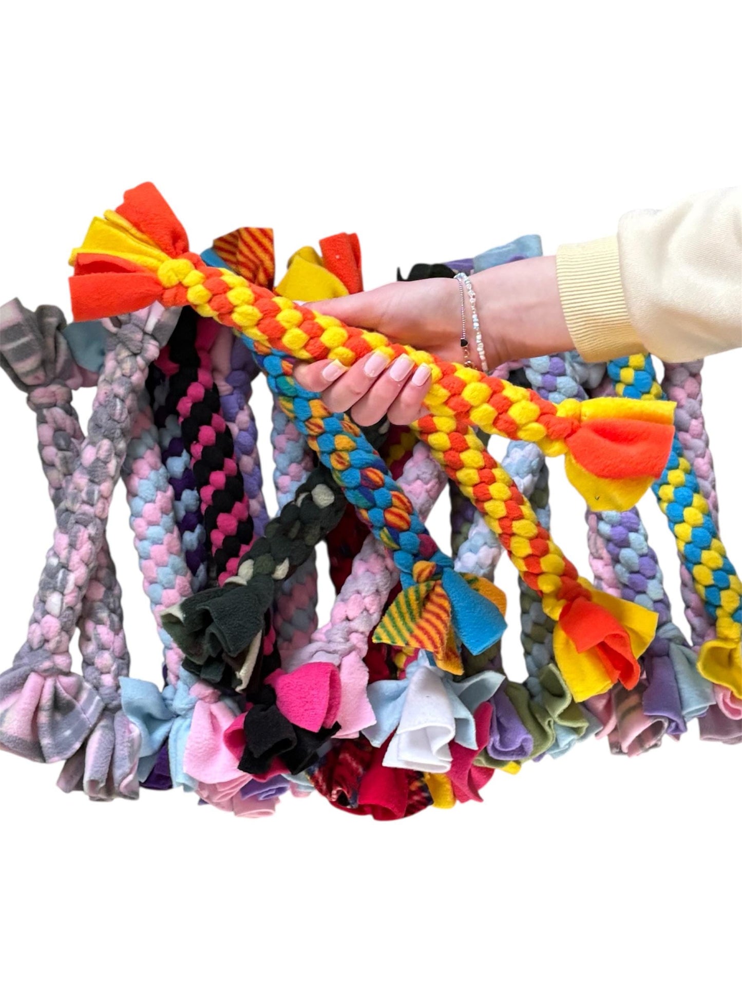 Lucky Dip Small Braided Fleece Dog Tug Toy: Small Breed Puppy Play