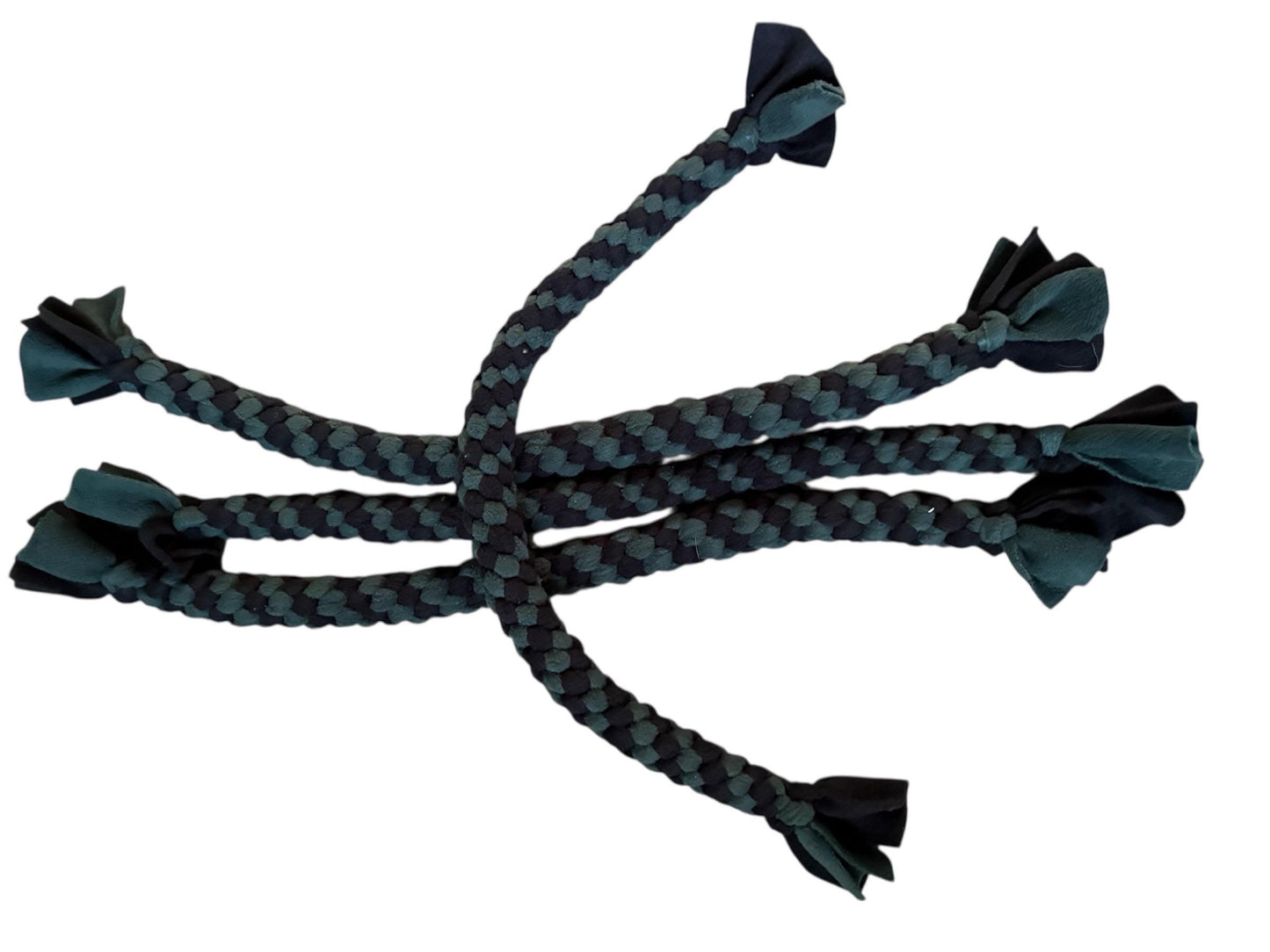 XL Black and Green Braided Fleece Dog Tug Toy: Durable Interactive Play