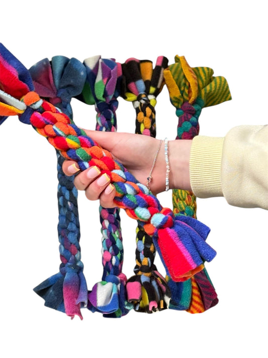 Braided Fleece Dog Tug Toy: Small Breed Puppy Play