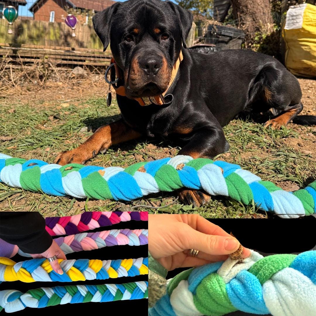 Handmade Fleece Snuffle Plait Dog Toy | Enrichment, Treat Hiding, Slow Feeding Boredom Buster