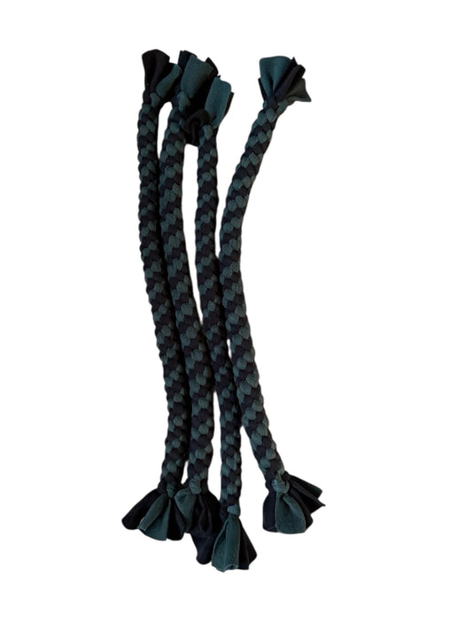 XL Black and Green Braided Fleece Dog Tug Toy: Durable Interactive Play