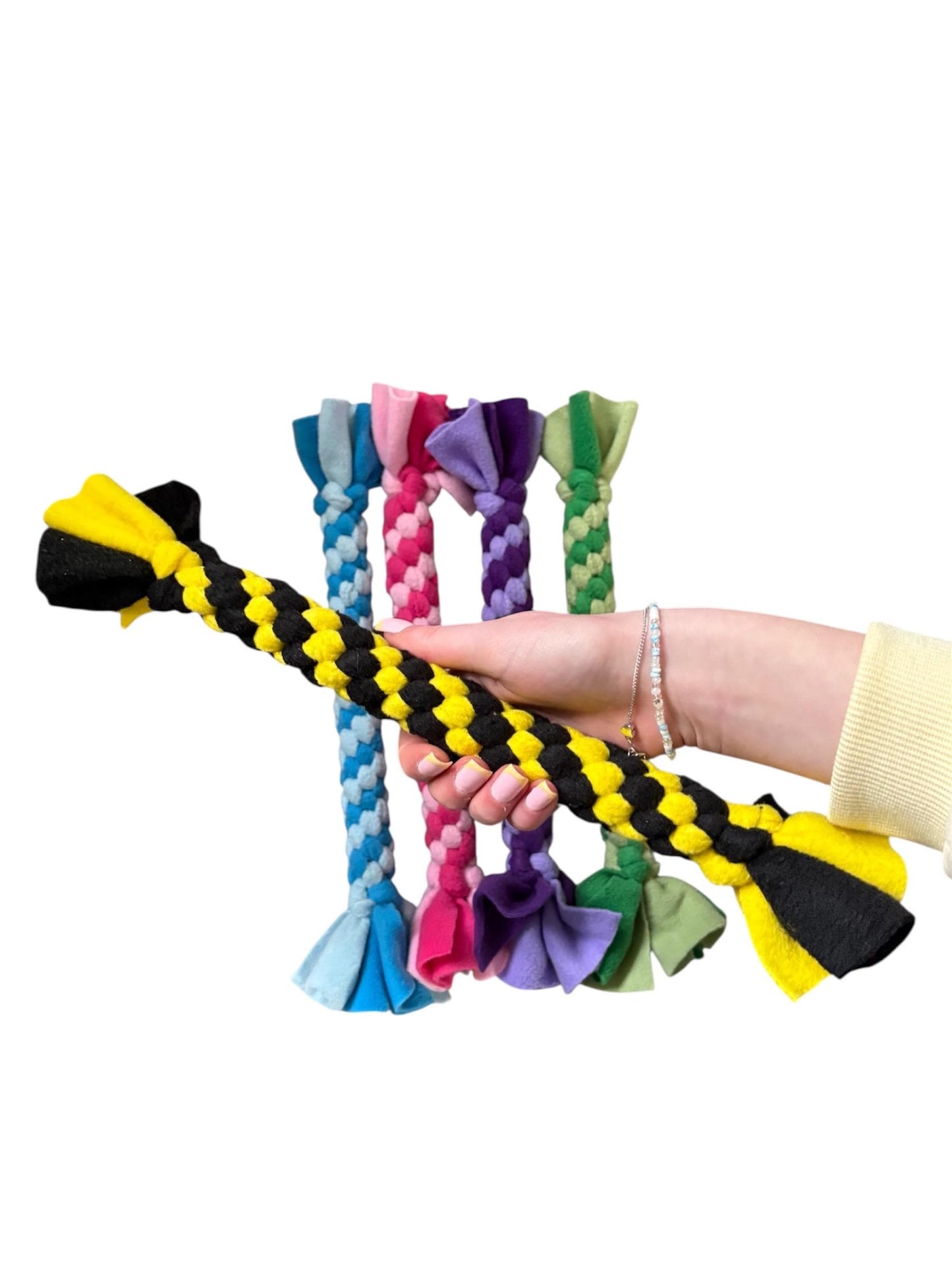 Braided Fleece Dog Tug Toy: Small Breed Puppy Play
