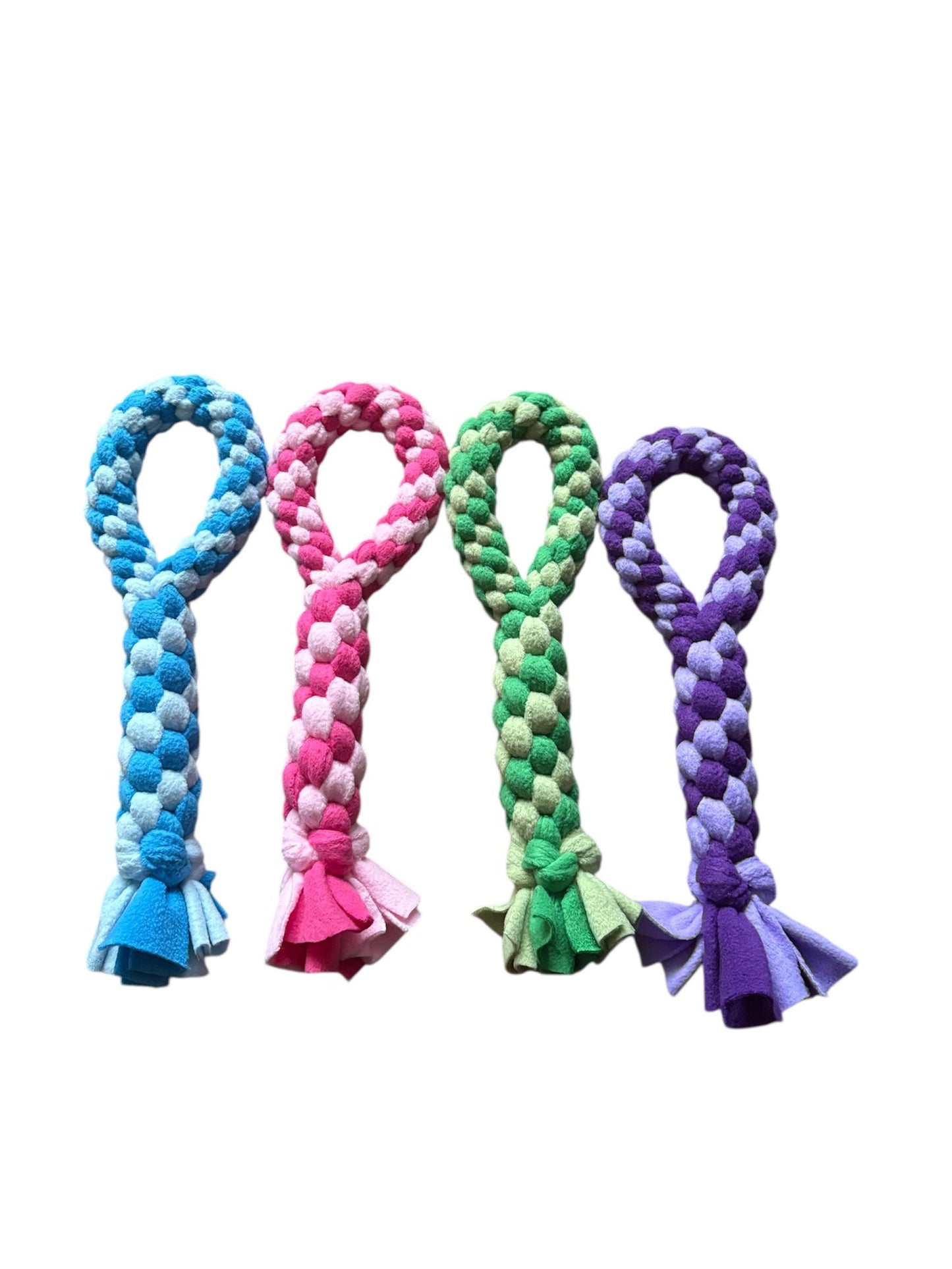 Handmade Fleece Dog Tug Toy: Durable Braided Handle