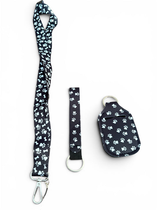 Dog walking gift set - Matching Lanyard, Wristlet & Hand Sanitiser Pouch