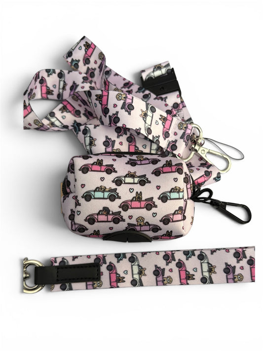 Dog walking gift set - Matching Lanyard, Wristlet & Poop Bag Holder