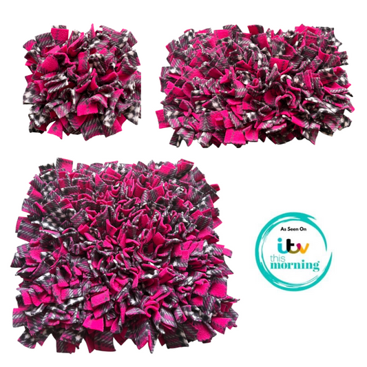 Dark Pink Tartan Snuffle Mat for Dogs | Dog Enrichment Toy