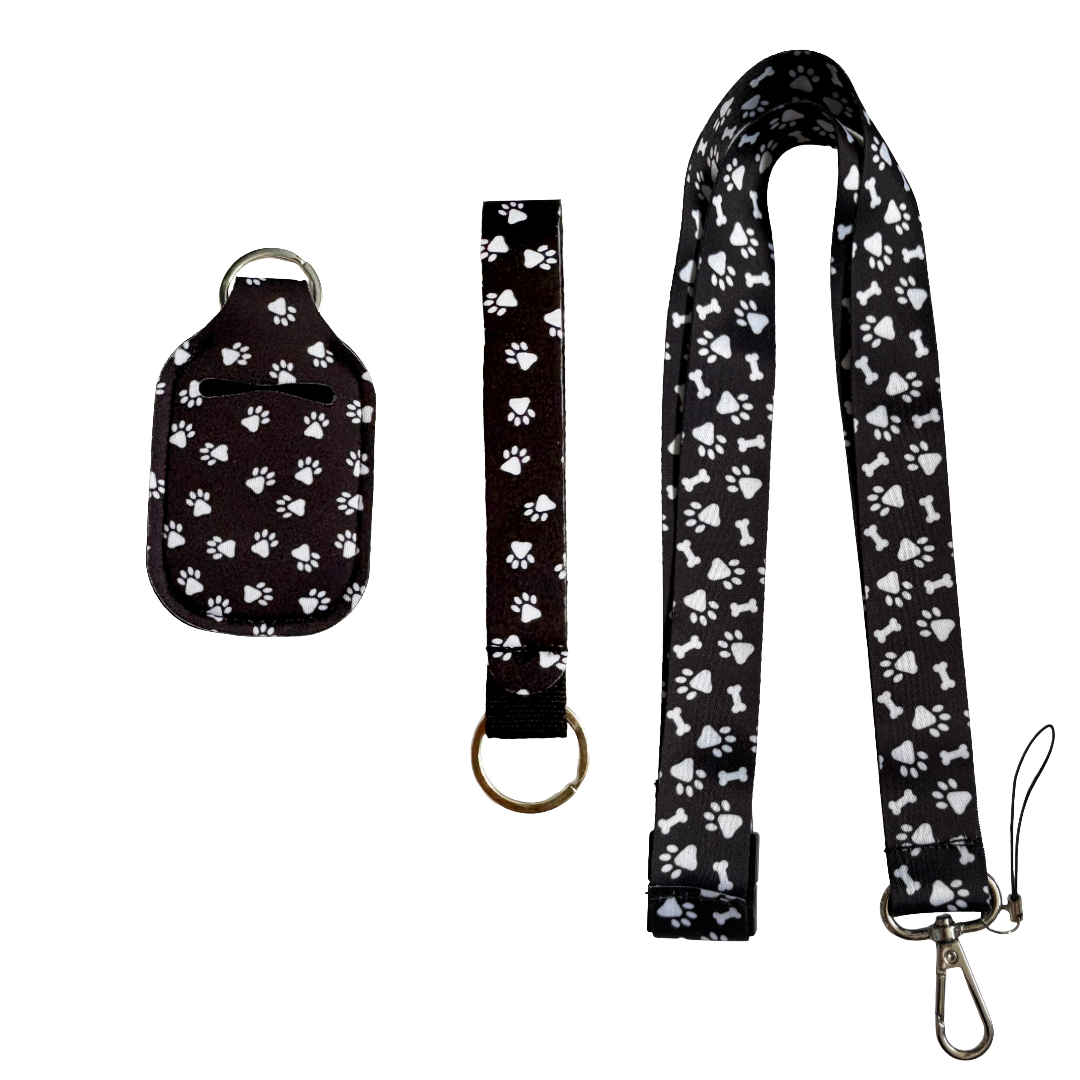 Dog walking gift set - Matching Lanyard, Wristlet & Hand Sanitiser Pouch