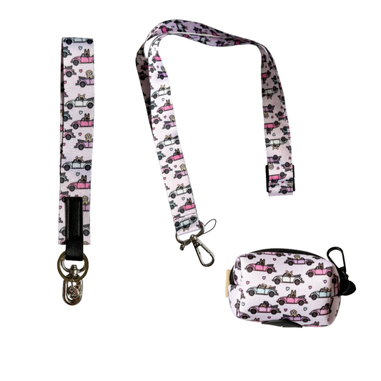Dog walking gift set - Matching Lanyard, Wristlet & Poop Bag Holder