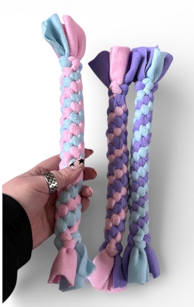 Pastel Braided Fleece Dog Tug Toy: Durable Interactive Play