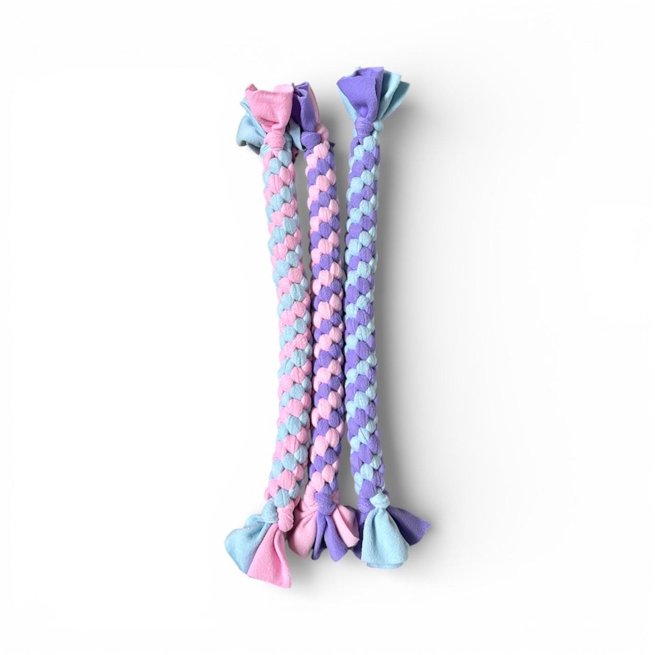 Pastel Braided Fleece Dog Tug Toy: Durable Interactive Play