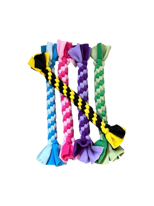 Braided Fleece Dog Tug Toy: Small Breed Puppy Play