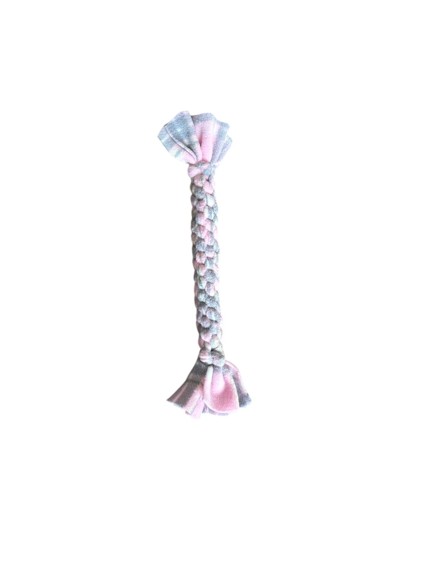 Pink and grey Braided Fleece Dog Tug Toy: Durable Interactive Play