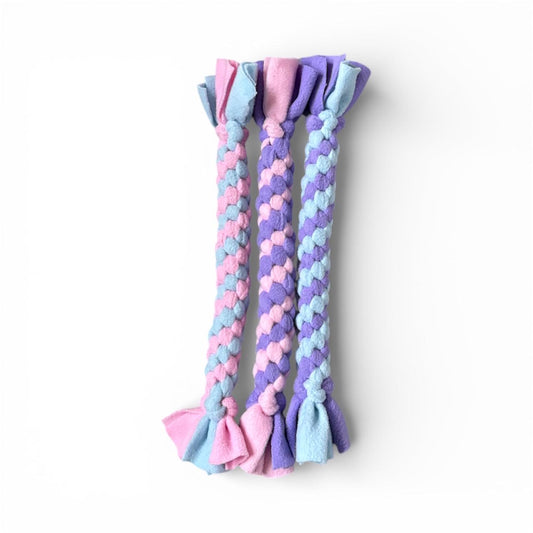 Pastel Braided Fleece Dog Tug Toy: Durable Interactive Play